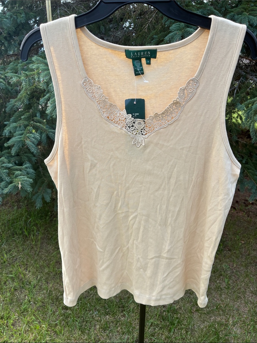 Ralph Lauren Tank NWT Dunes Sand color sz 1X Boho Classic Preppy Feminine